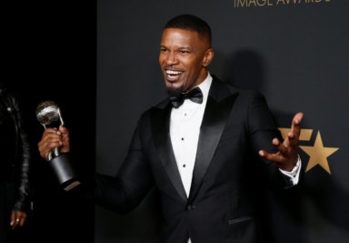 FILE PHOTO: 51st NAACP Image Awards – Photo Room– Pasadena – Jamie Foxx poses backstage with his Outstanding Supporting Actor in a Motion Picture award for “Just Mercy\
