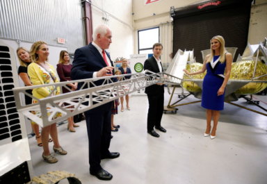 FILE PHOTO: U.S. Representative Mike Kelly and Ivanka Trump watch a demonstration by Astrobotic Technology CEO John Thornton
