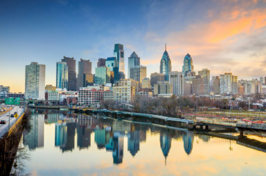 Downtown Skyline of Philadelphia, Pennsylvania USA