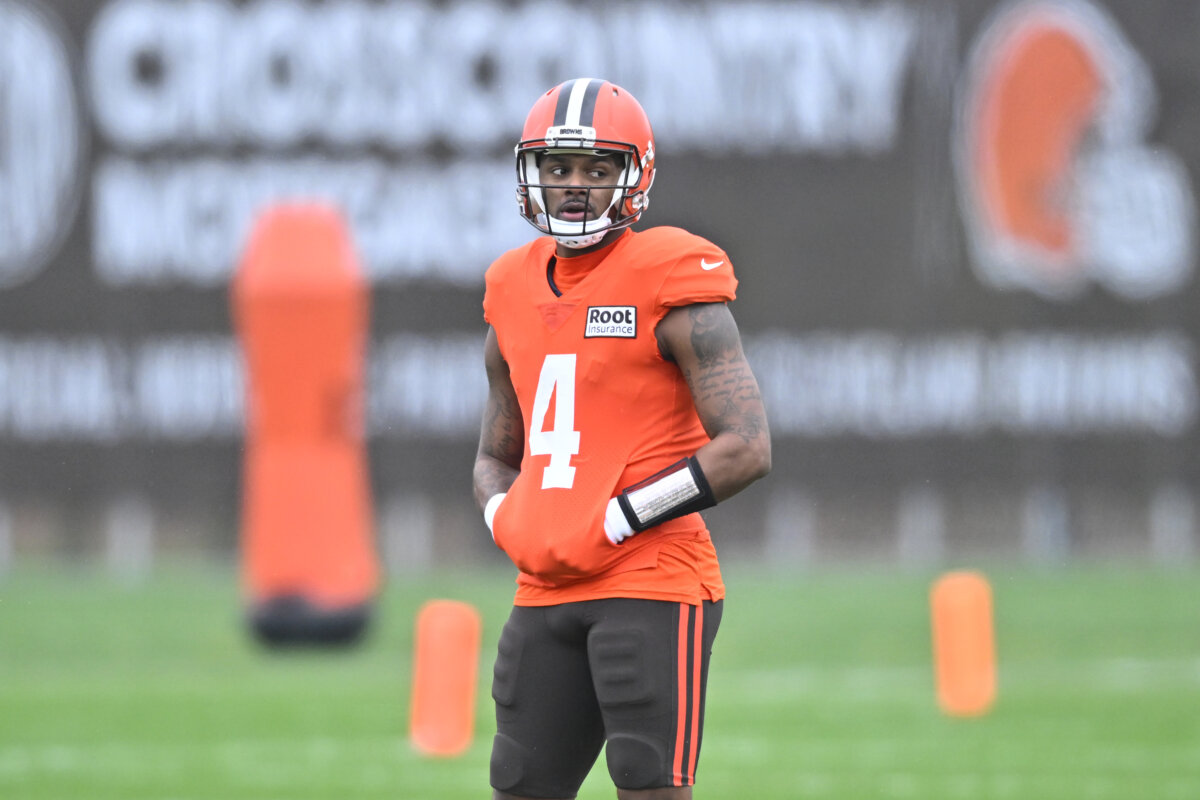 Browns Watson Practices Football