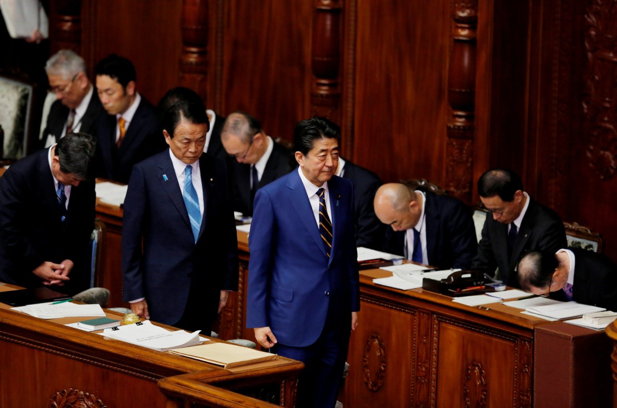 Japanese Prime Minister Shinzo Abe and Finance Minister Taro Aso