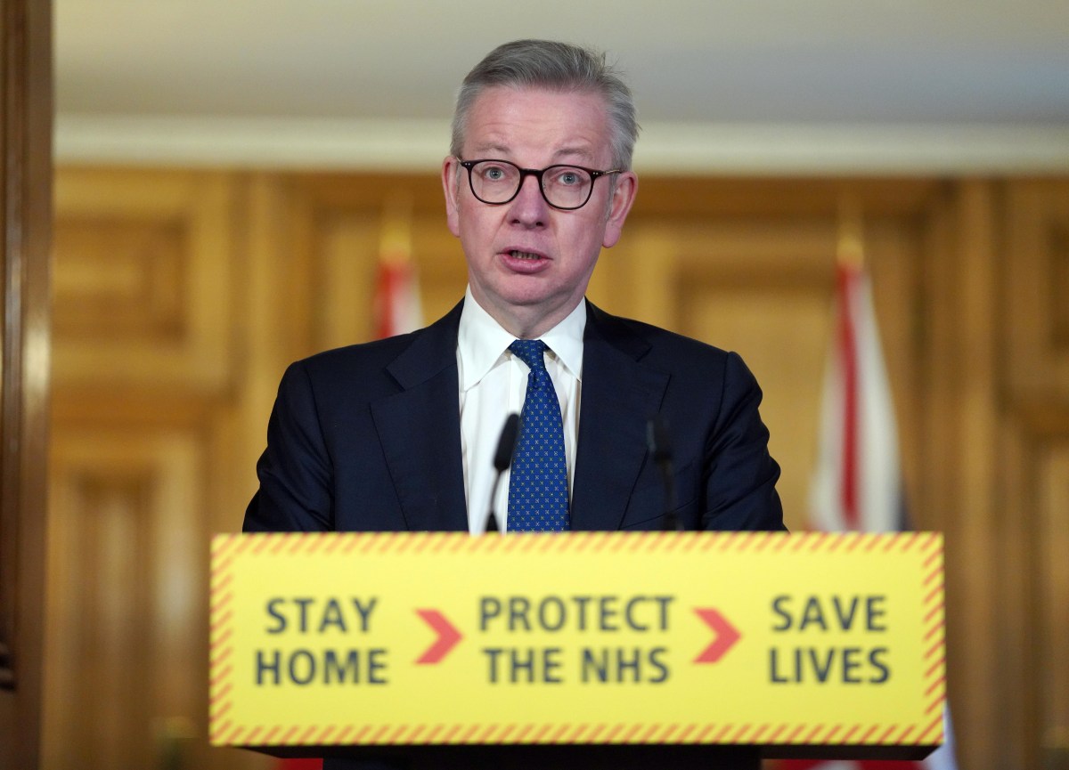 Britain’s Chancellor of the Duchy of Lancaster Michael Gove speaks