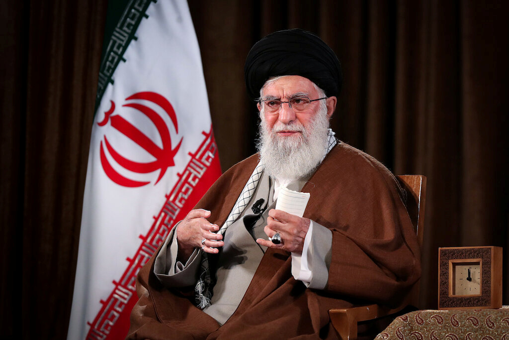 Iran’s Supreme Leader Ayatollah Ali Khamenei delivers a televised speech,