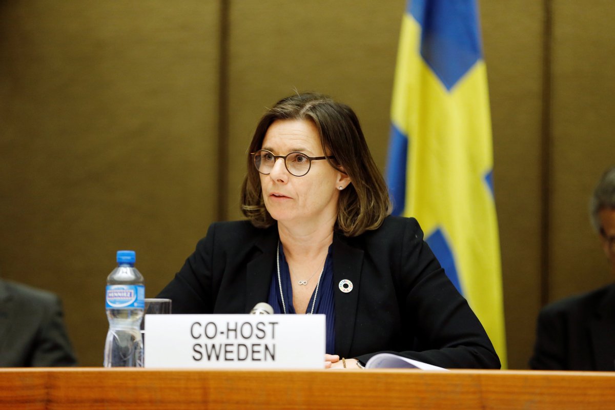 Deputy Prime Minister of Sweden Isabella Lovin talks during the