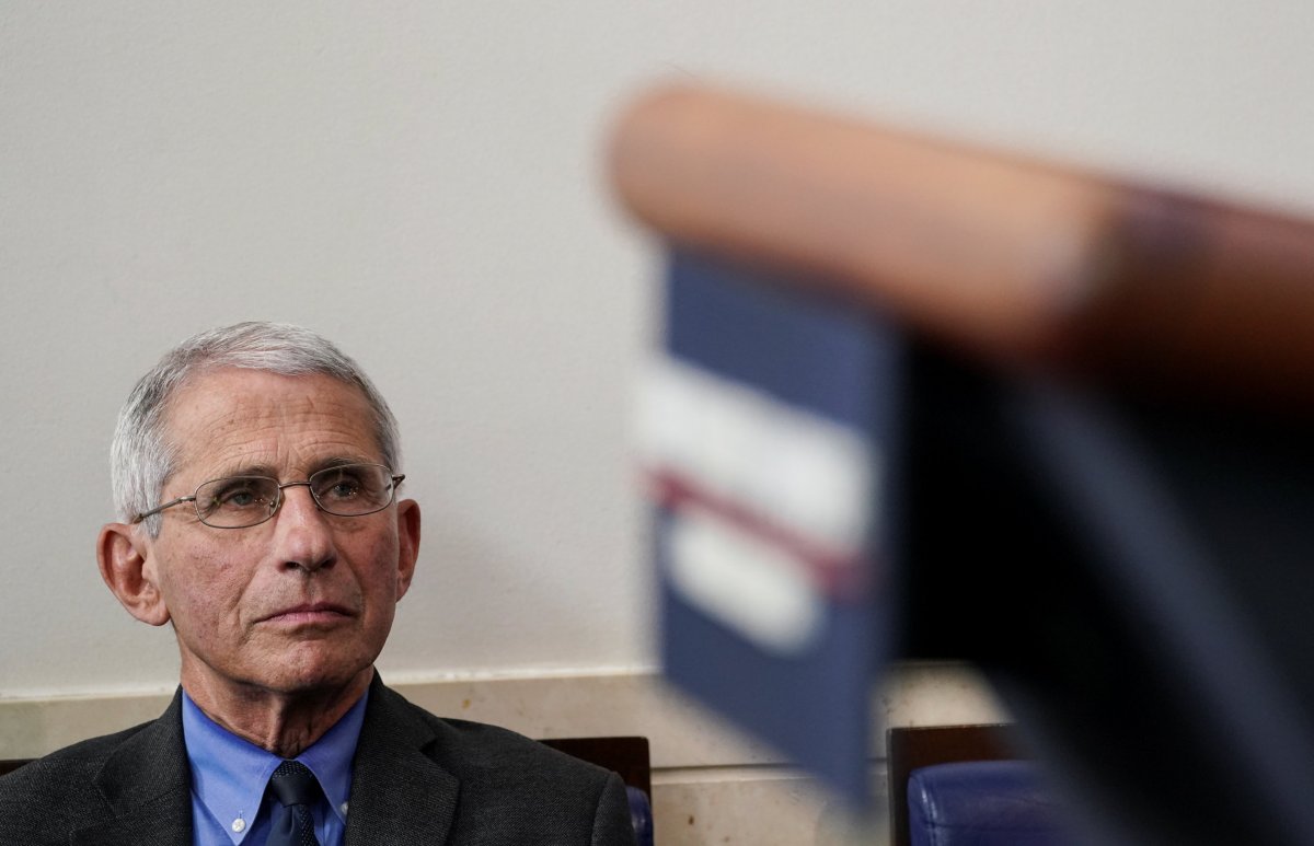 Dr. Anthony Fauci attends daily coronavirus response briefing at the