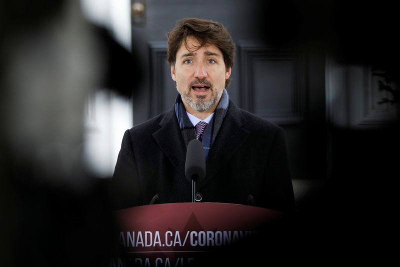 Canada’s Prime Minister Justin Trudeau attends a news conference in