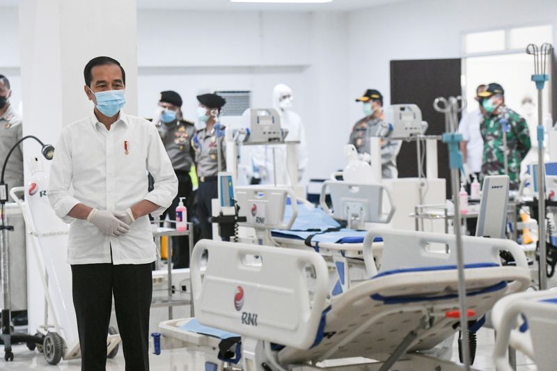 Indonesia’s President Joko Widodo takes a look at the emergency