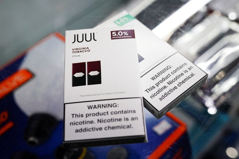 Juul vape cartridges are pictured for sale at a shop