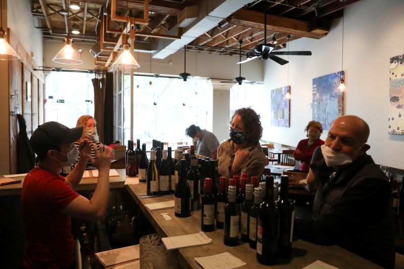 Customers buy up stocks of wine, food and kitchen supplies