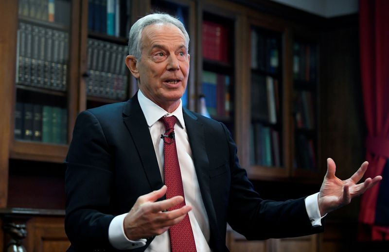 FILE PHOTO: Former British Prime Minister Tony Blair speaks at
