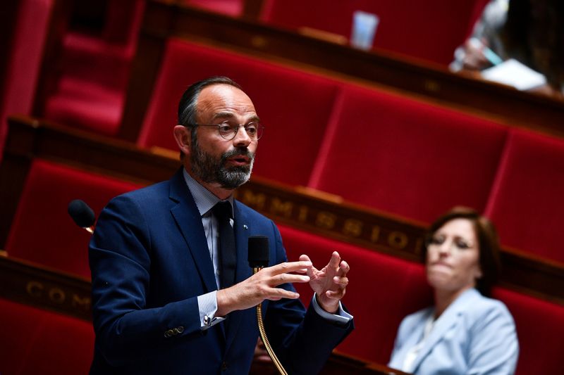 French Prime Minister Edouard Philippe speaks during a session of