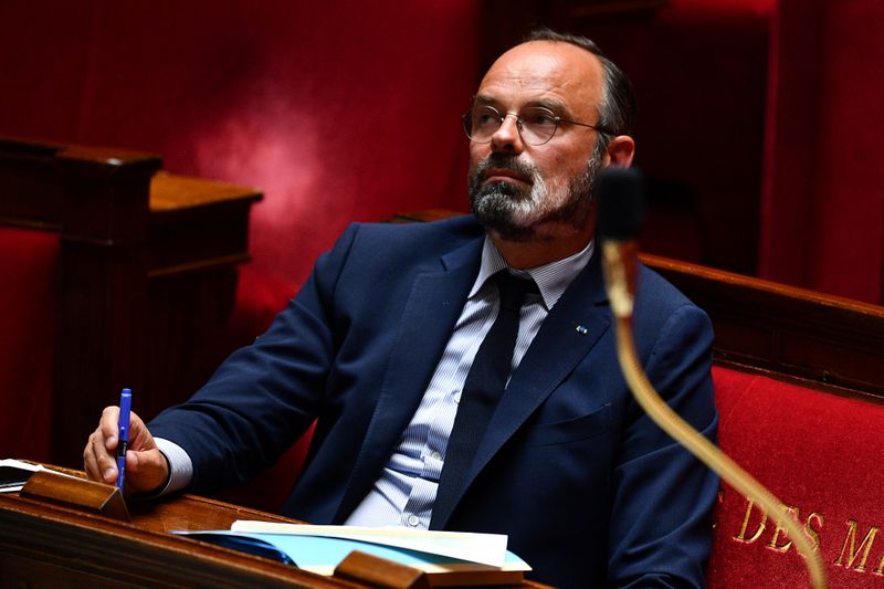 French Prime Minister Edouard Philippe looks on during a session