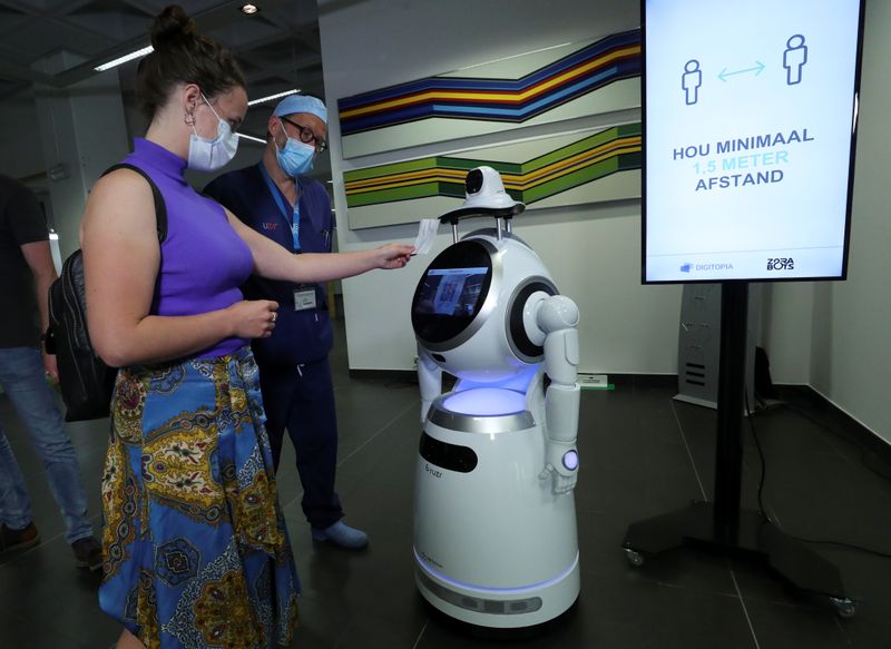 Robots are made available to hospitals and other locations amid