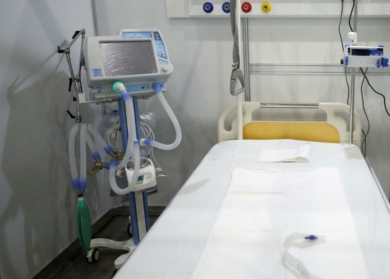 FILE PHOTO: A view shows an Aventa-M medical ventilator inside