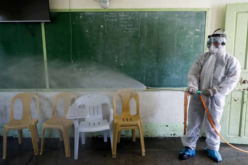 FILE PHOTO: School disinfection amid new cases of coronavirus in