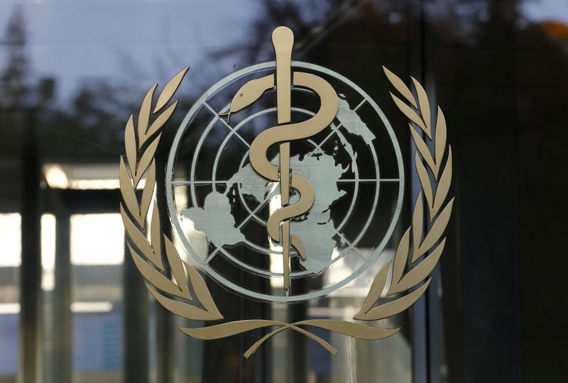 FILE PHOTO: A logo is pictured on the World Health