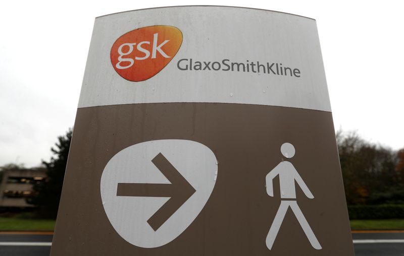 FILE PHOTO: A GlaxoSmithKline sign at the drugmaker’s research centre