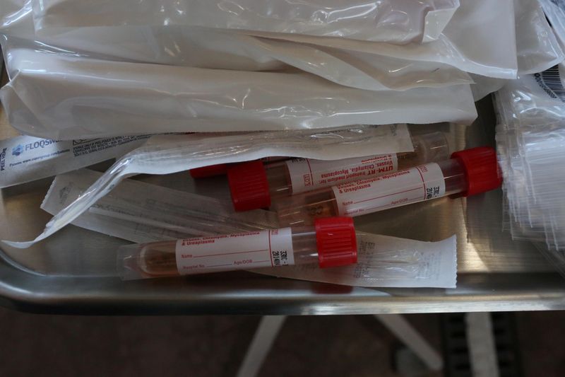 FILE PHOTO:  Tests are laid out for the coronavirus