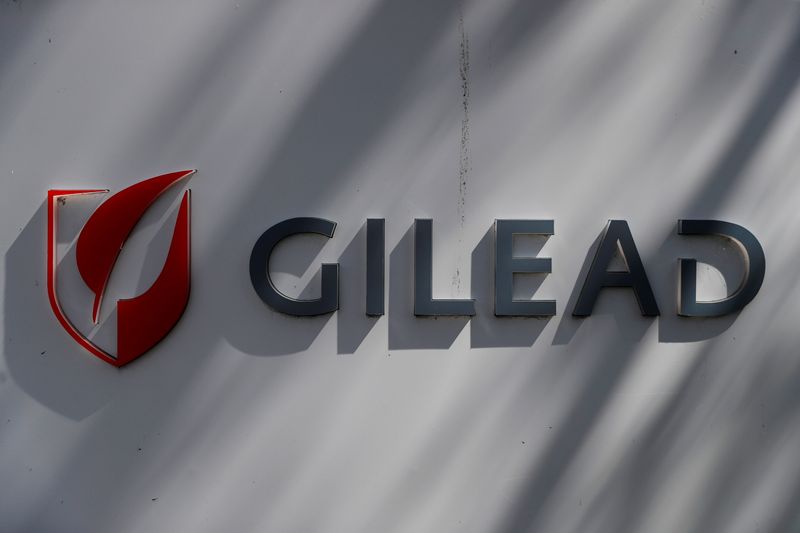 FILE PHOTO: A Gilead Sciences, Inc. logo is seen outside
