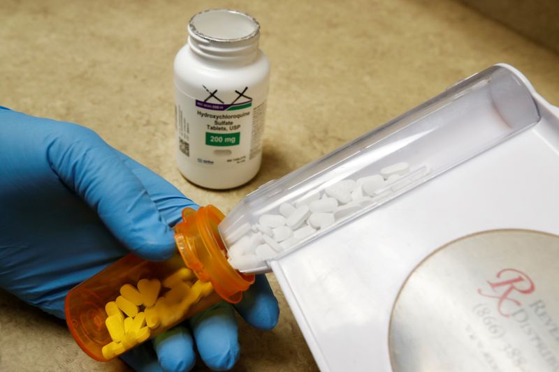 FILE PHOTO: The drug hydroxychloroquine is displayed at a pharmacy