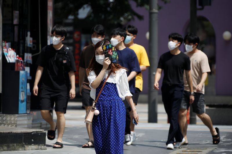 Pedestrians wearing masks to prevent the spread of the coronavirus