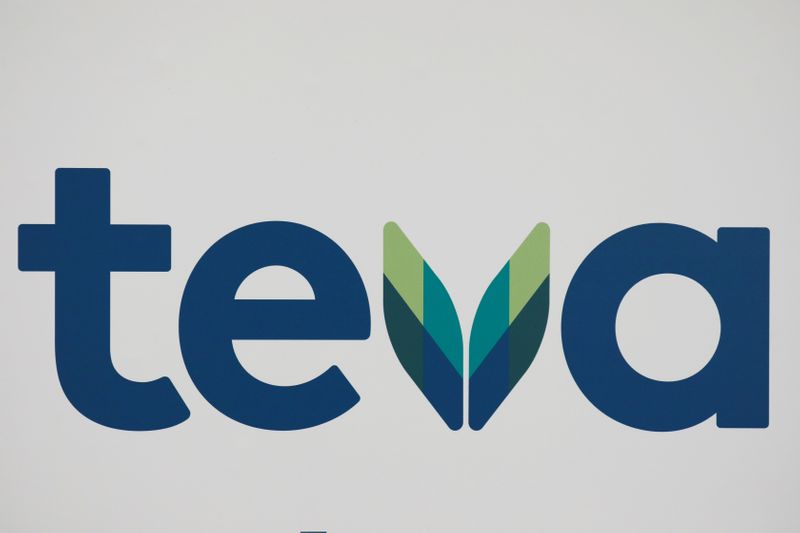 FILE PHOTO: The logo of Teva Pharmaceutical Industries is seen