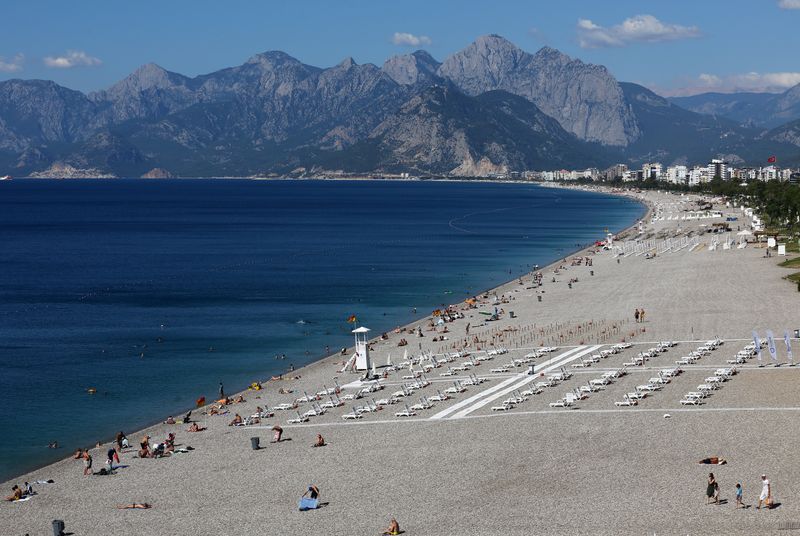 FILE PHOTO: General view of Konyaalti beach in Antalya