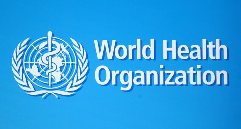 A logo of the World Health Organization (WHO), is seen