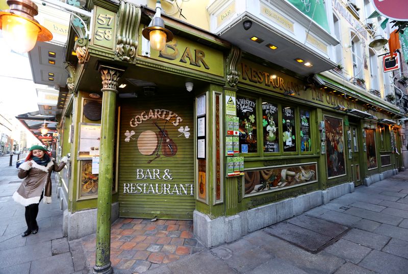 FILE PHOTO: Pub doors are locked in the Temple Bar