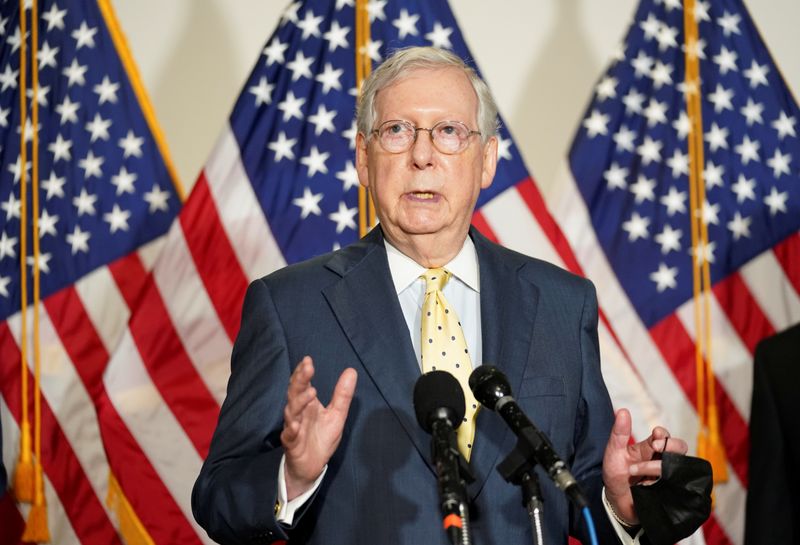 Mitch McConnell speaks at the U.S. Capitol in Washington