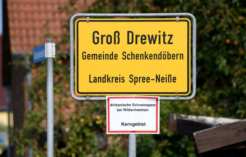 FILE PHOTO: The town sign of Gross Drewitz is seen