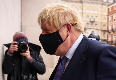 British PM Johnson is seen outside BBC headquarters in London