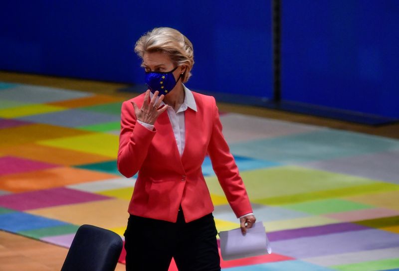 FILE PHOTO: European Commission President Ursula von der Leyen gestures