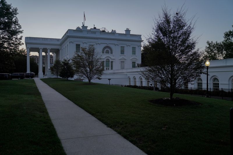 General view of the White House early in the morning