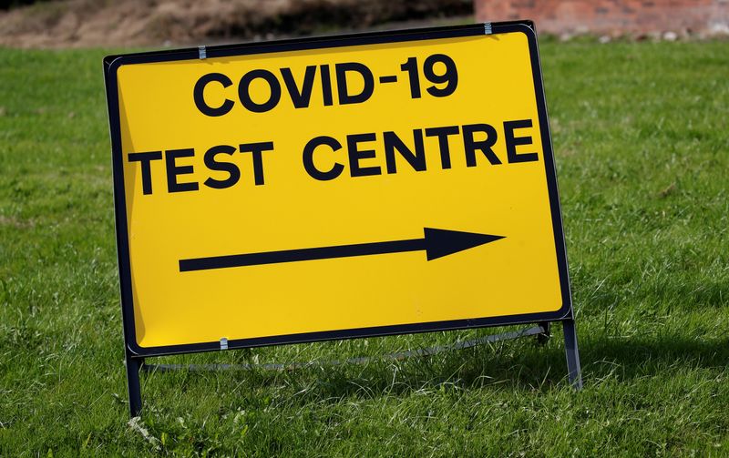 FILE PHOTO: A sign is seen outside a walk-in test