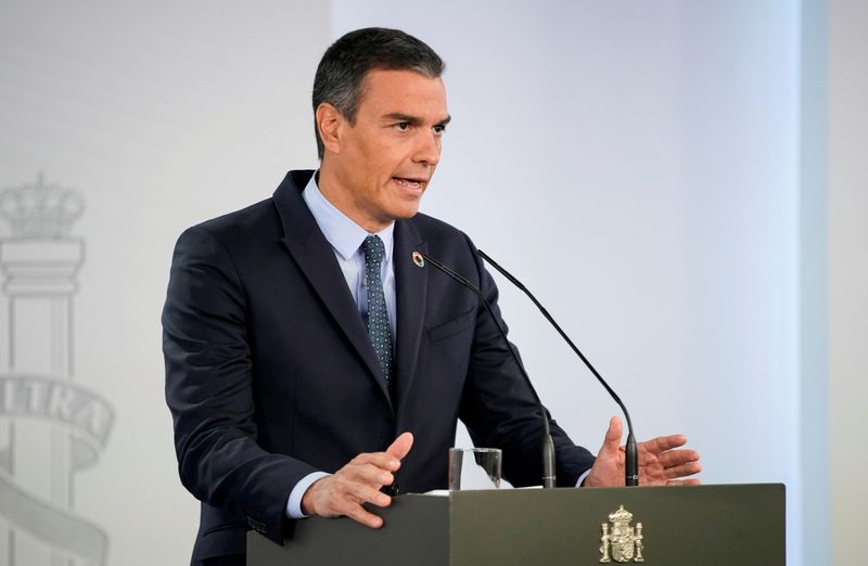 FILE PHOTO: News conference of Spanish Prime Minister Pedro Sanchez