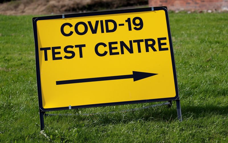 FILE PHOTO: A sign is seen outside a walk-in test