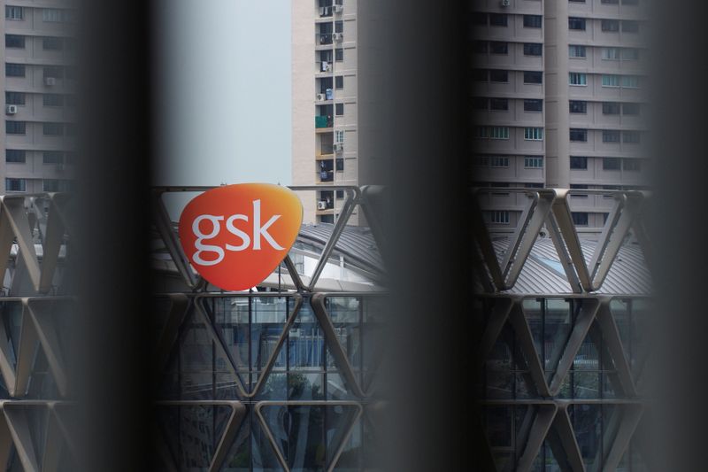 The GSK logo on the facade of GSK Asia House