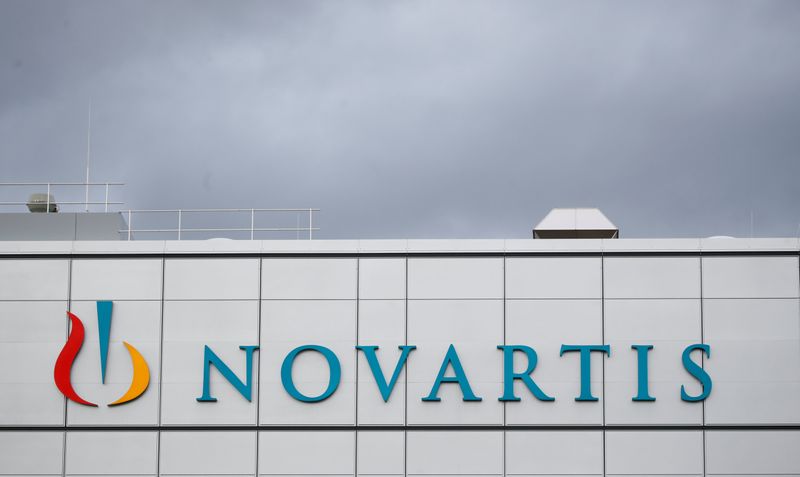 FILE PHOTO: Logo is seen at new factory of Novartis