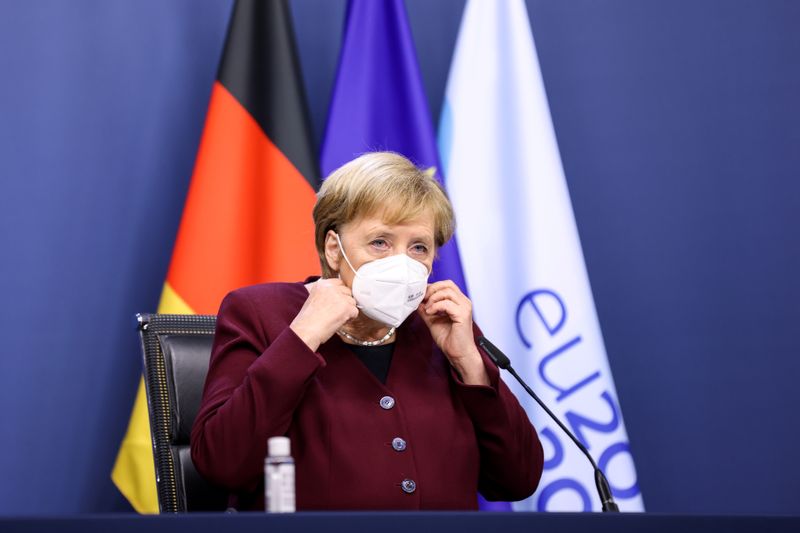 FILE PHOTO: Merkel presser after EU summit at Europa building