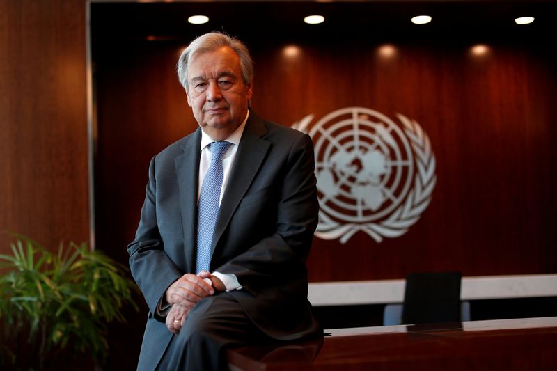 FILE PHOTO: United Nations Secretary-General Antonio Guterres during interview with