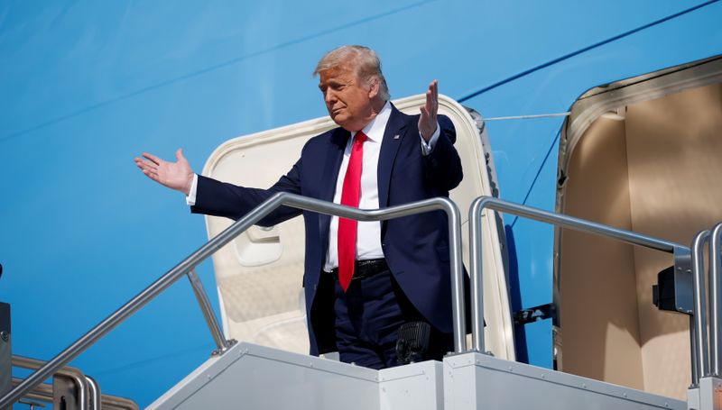 U.S. President Trump arrives on campaign travel in Phoenix, Arizona