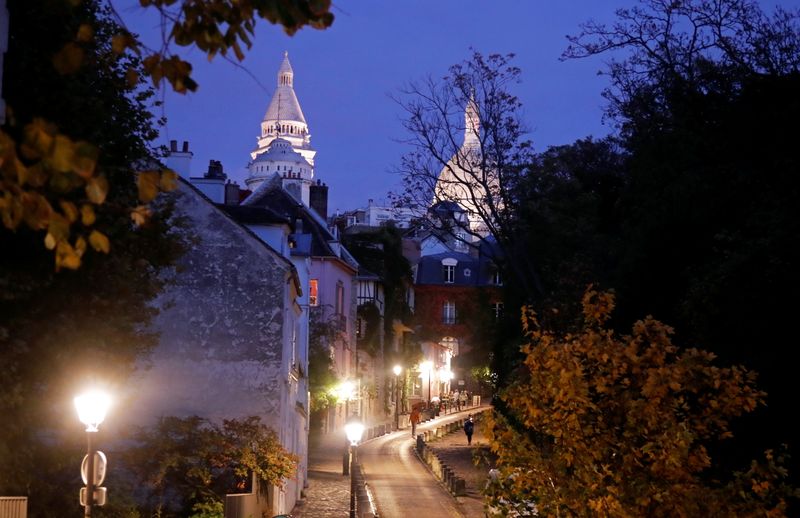 A street is seen in Montmartre few minutes before the