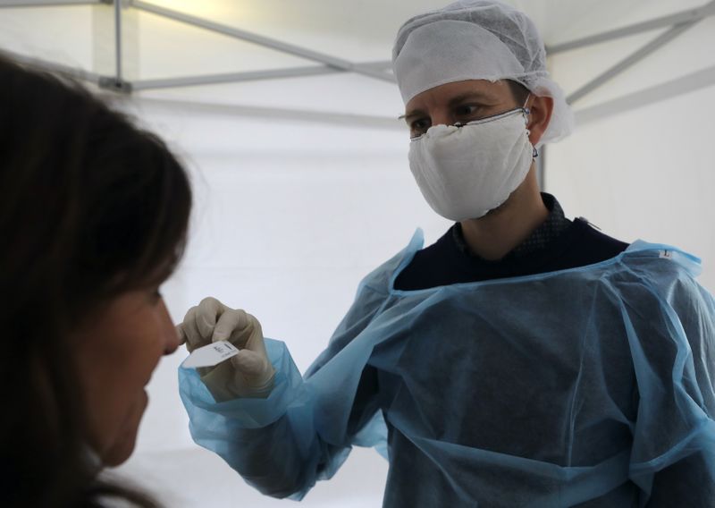 FILE PHOTO: Coronavirus disease (COVID-19) testing centre in Nice