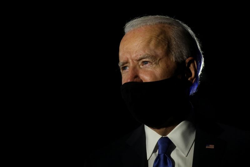 FILE PHOTO: U.S. Democratic presidential candidate Joe Biden looks on