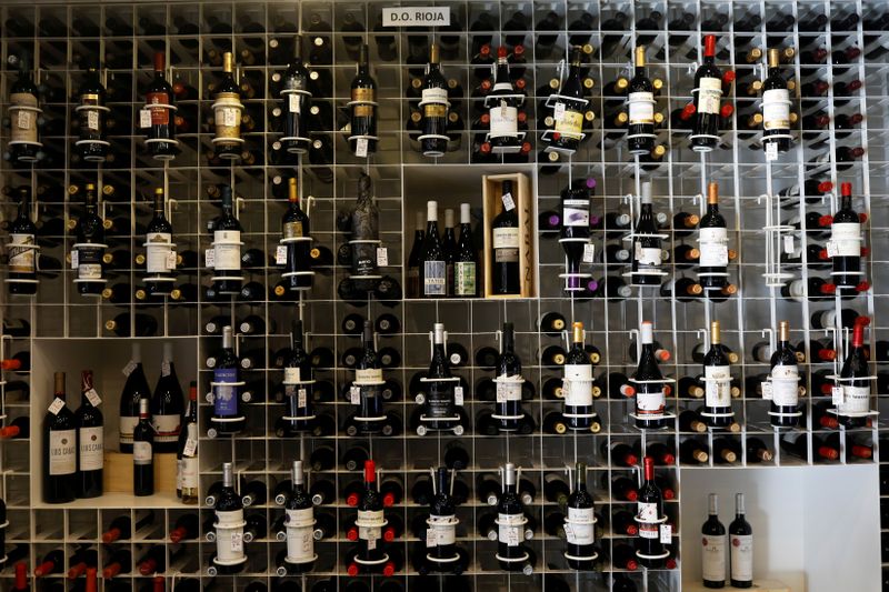 FILE PHOTO: Bottles of wine with Rioja designation of origin