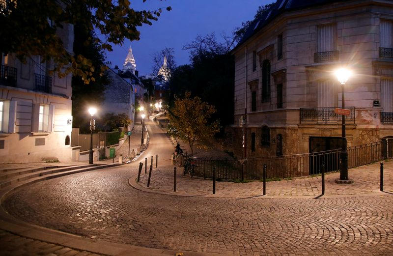 FILE PHOTO: Empty streets are seen in Montmartre few minutes