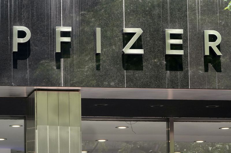 FILE PHOTO: A Pfizer sign is pictured at their Headquarters