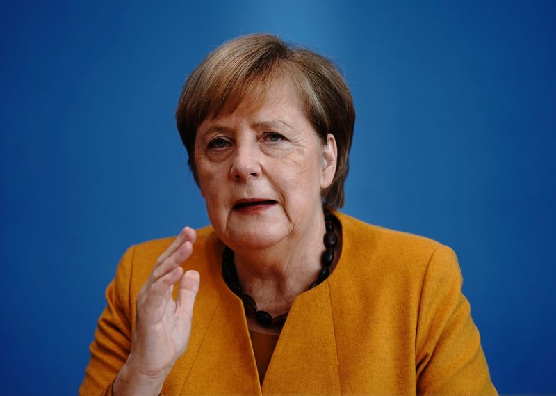 German Chancellor Angela Merkel holds a news conference in Berlin