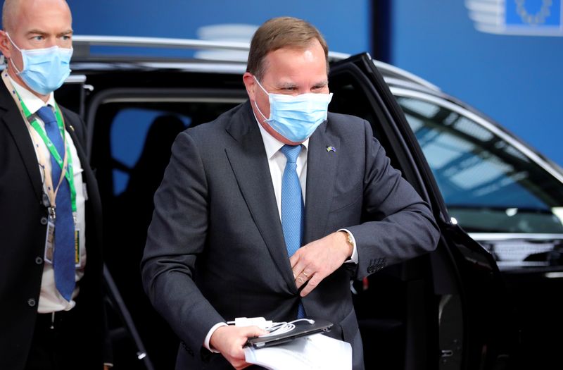 Sweden’s Prime Minister Stefan Lofven arrives for an EU summit